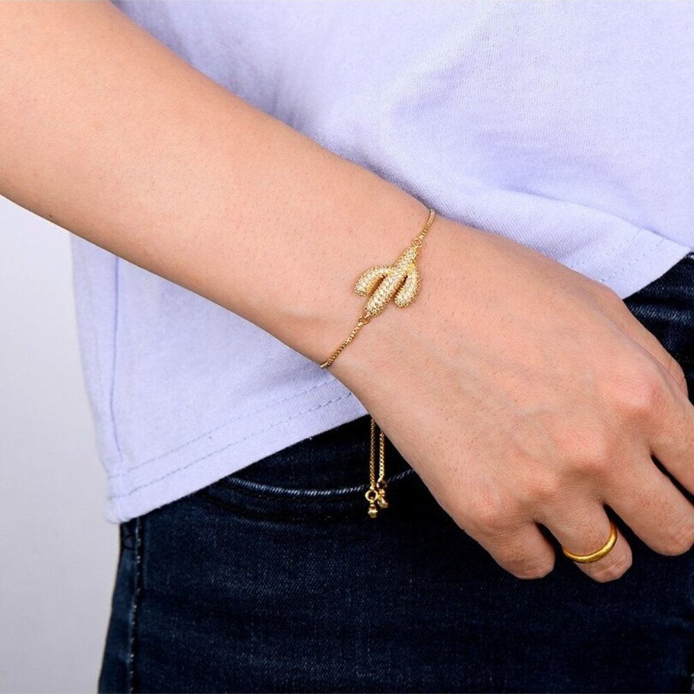 Rose Gold Cactus Rhinestone Bracelet - Picture 2 of 3